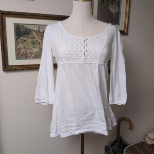 Women's White Lace Detail Top